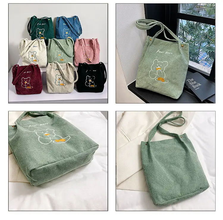 Green Embroidered Bear Handbag for Women — feature 12