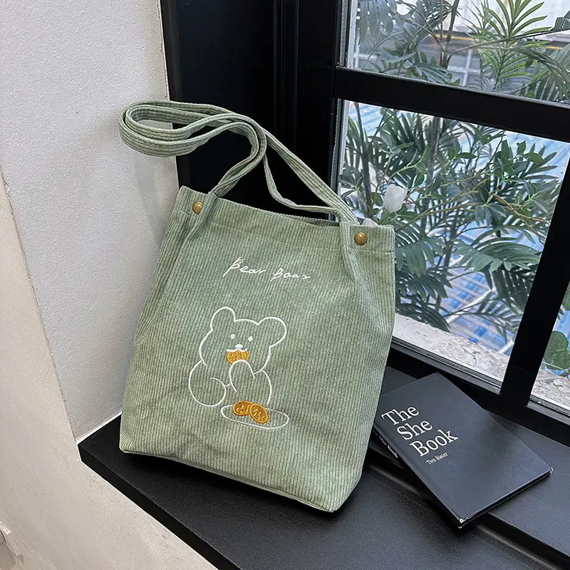 Green Embroidered Bear Handbag for Women - Image 4