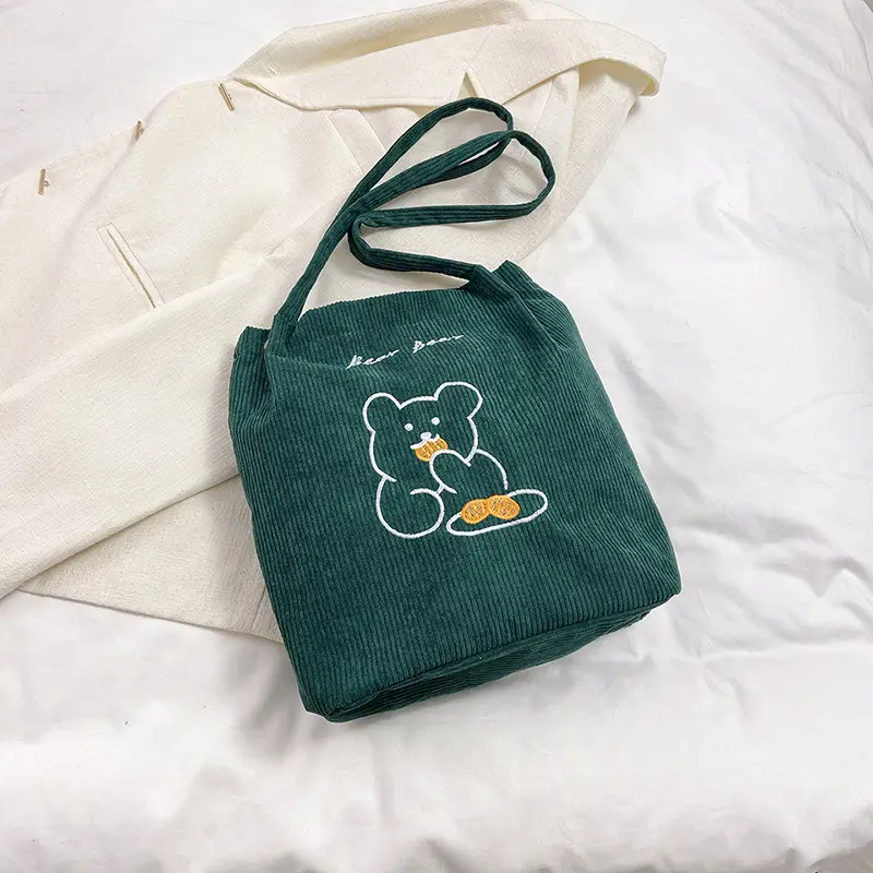 Green Embroidered Bear Handbag for Women - Image 5