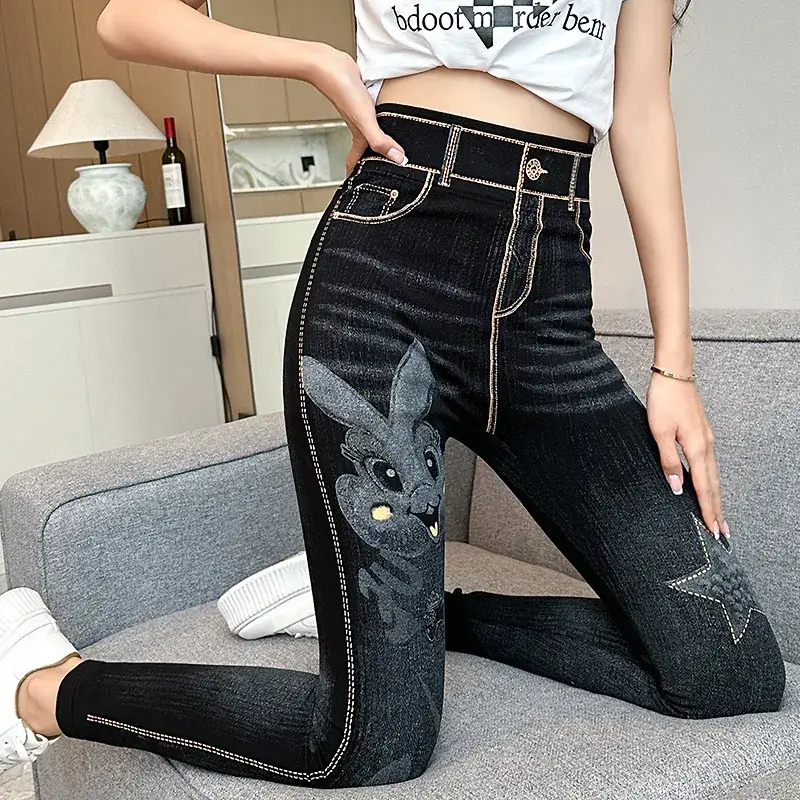 Women Slim Fit Denim Skinny Pants Black 2025 - Image 6