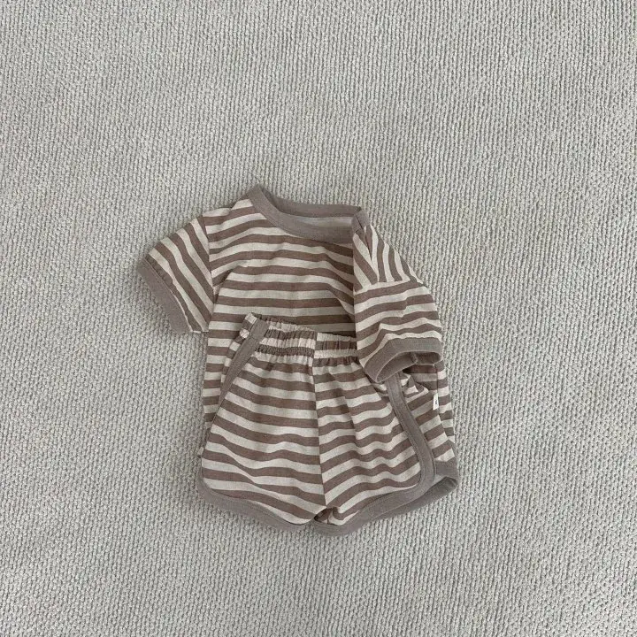 Korean Style Striped Polka Dot Cotton Baby Shorts Set - Image 6