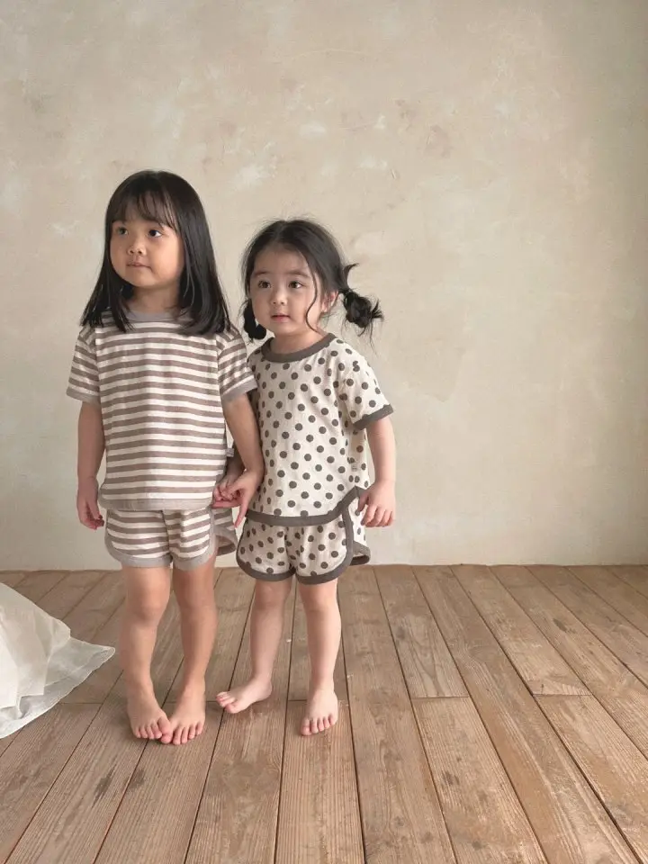 Korean Style Striped Polka Dot Cotton Baby Shorts Set — feature 10