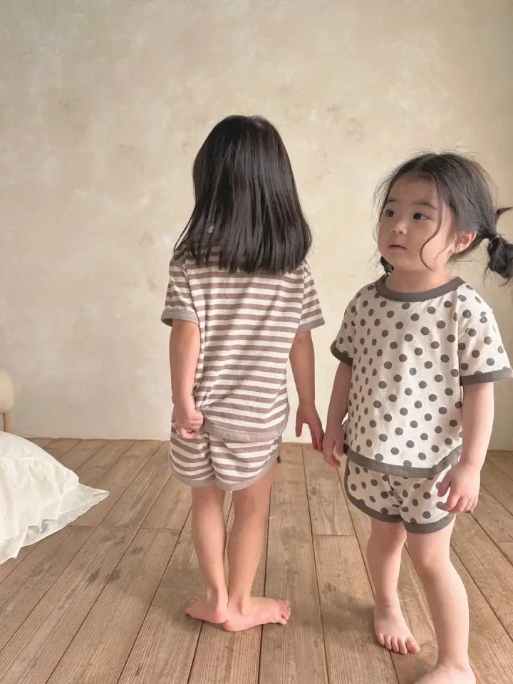 Korean Style Striped Polka Dot Cotton Baby Shorts Set — feature 11