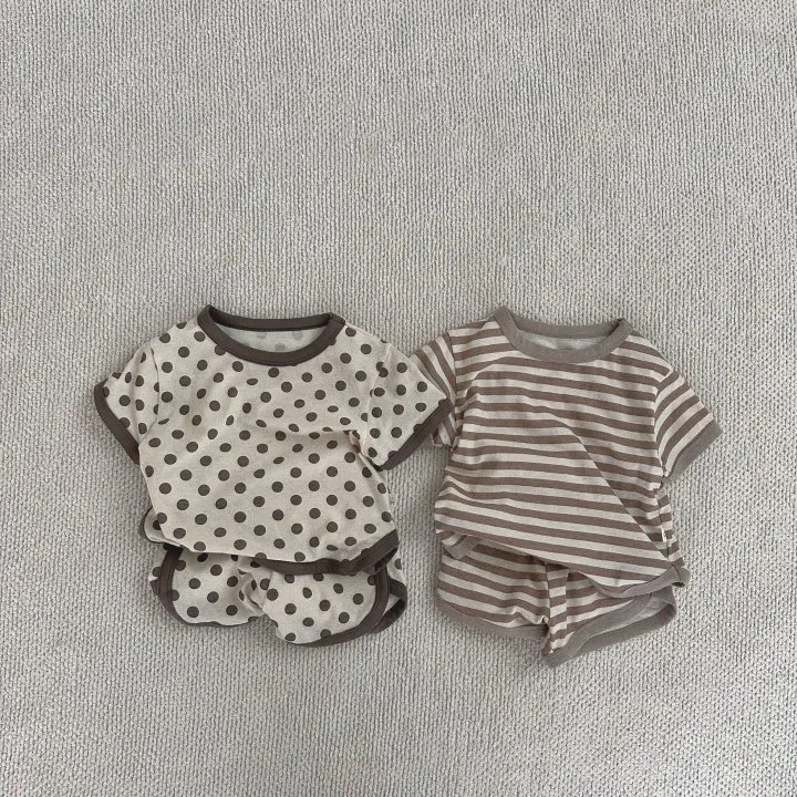 Korean Style Striped Polka Dot Cotton Baby Shorts Set — feature 2