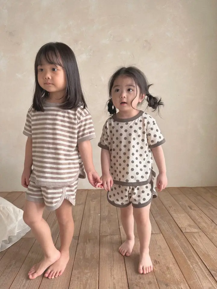 Korean Style Striped Polka Dot Cotton Baby Shorts Set — feature 7
