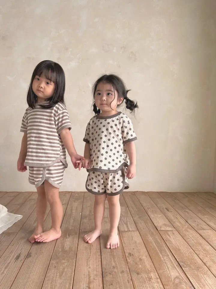 Korean Style Striped Polka Dot Cotton Baby Shorts Set — feature 9