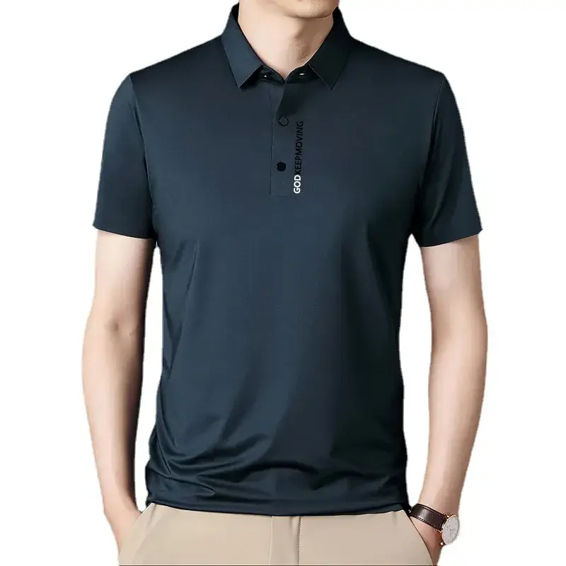 Men's Maroon Short-Sleeve Polo T-Shirt - Image 12
