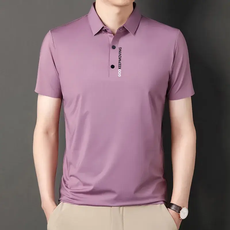 Men's Maroon Short-Sleeve Polo T-Shirt - Image 3
