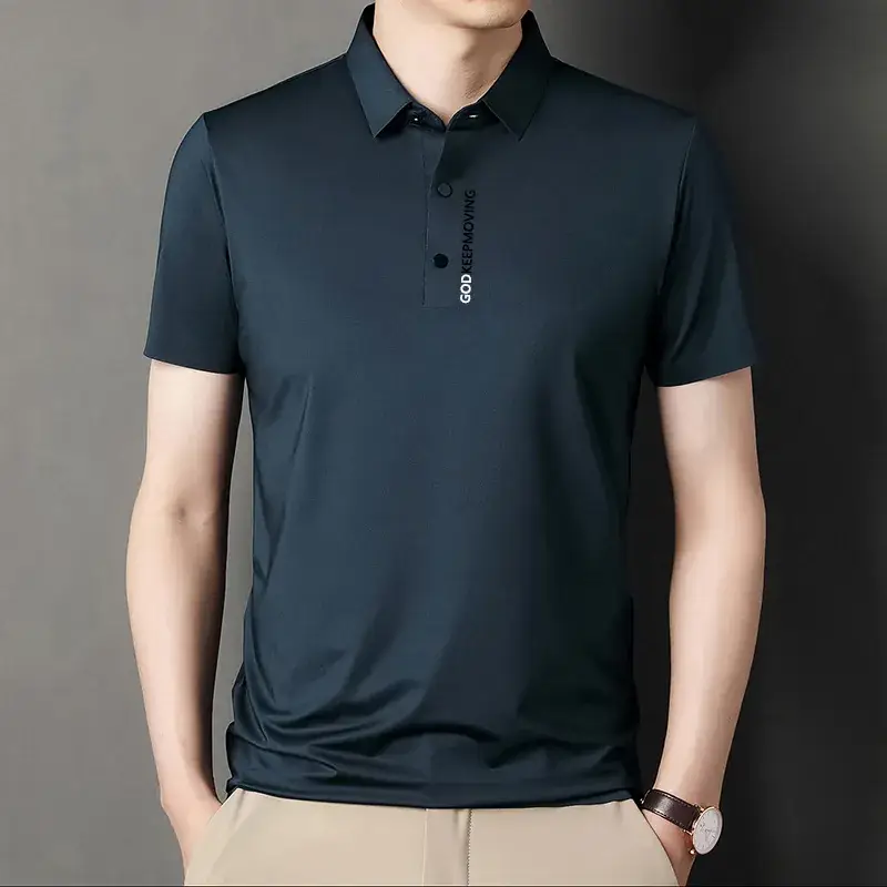 Men's Maroon Short-Sleeve Polo T-Shirt - Image 4