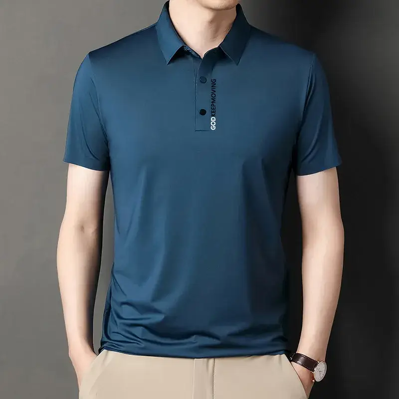Men's Maroon Short-Sleeve Polo T-Shirt - Image 5