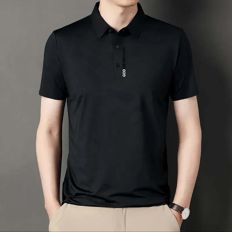 Men's Maroon Short-Sleeve Polo T-Shirt - Image 6