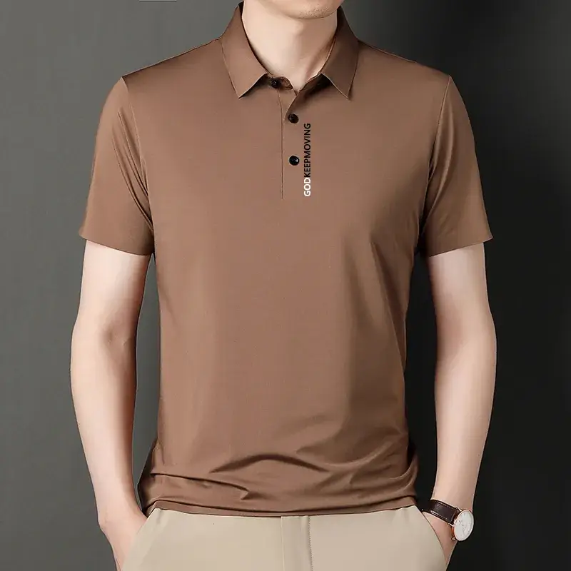Men's Maroon Short-Sleeve Polo T-Shirt - Image 7