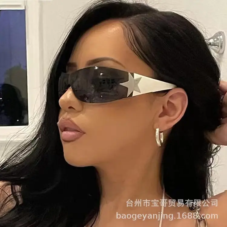 Cross-border European American Hot Wrapped PC Star Sunglasses Lightweight One-Piece