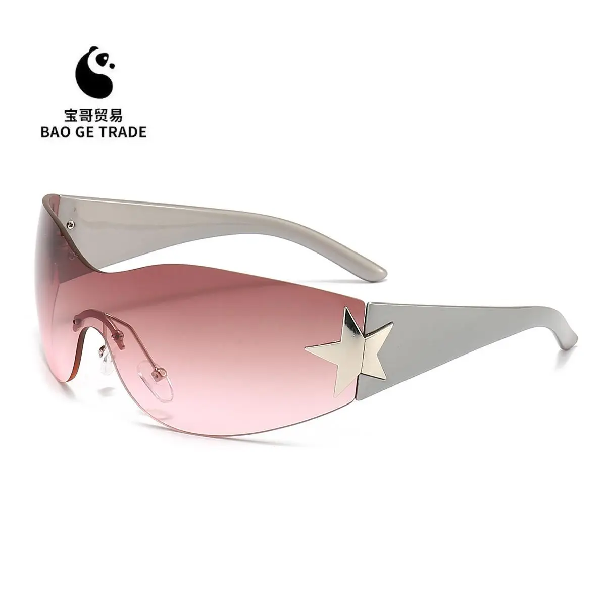 Cross-border European American Hot Wrapped PC Star Sunglasses Lightweight One-Piece
