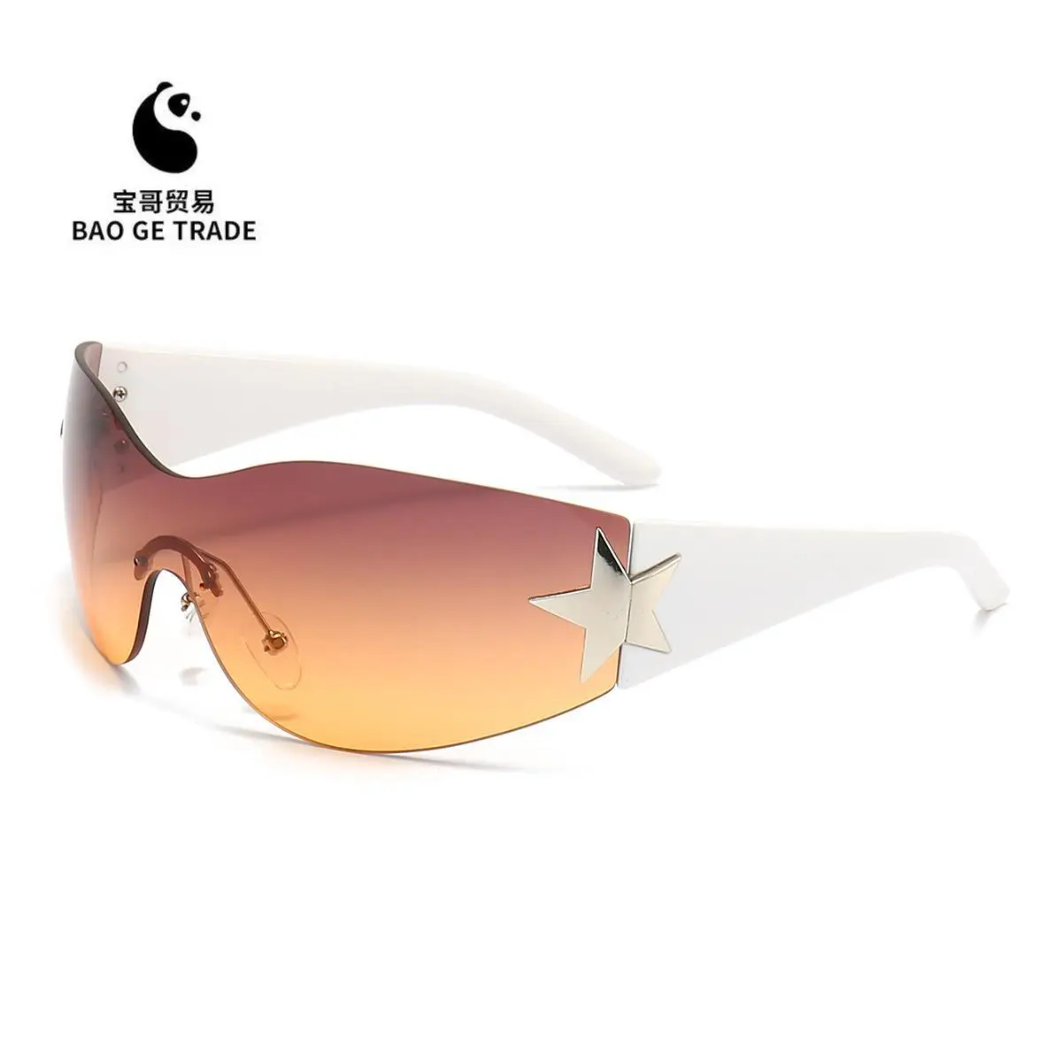 Cross-border European American Hot Wrapped PC Star Sunglasses Lightweight One-Piece