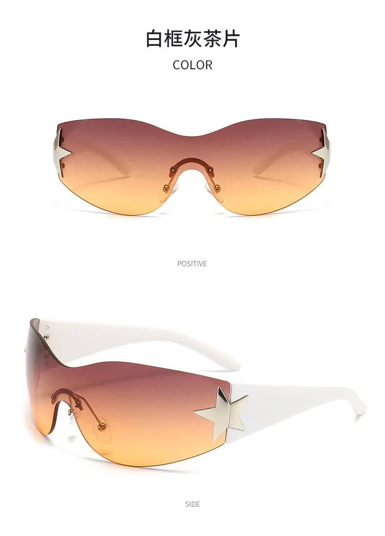 Cross-border European American Hot Wrapped PC Star Sunglasses Lightweight One-Piece — feature 14