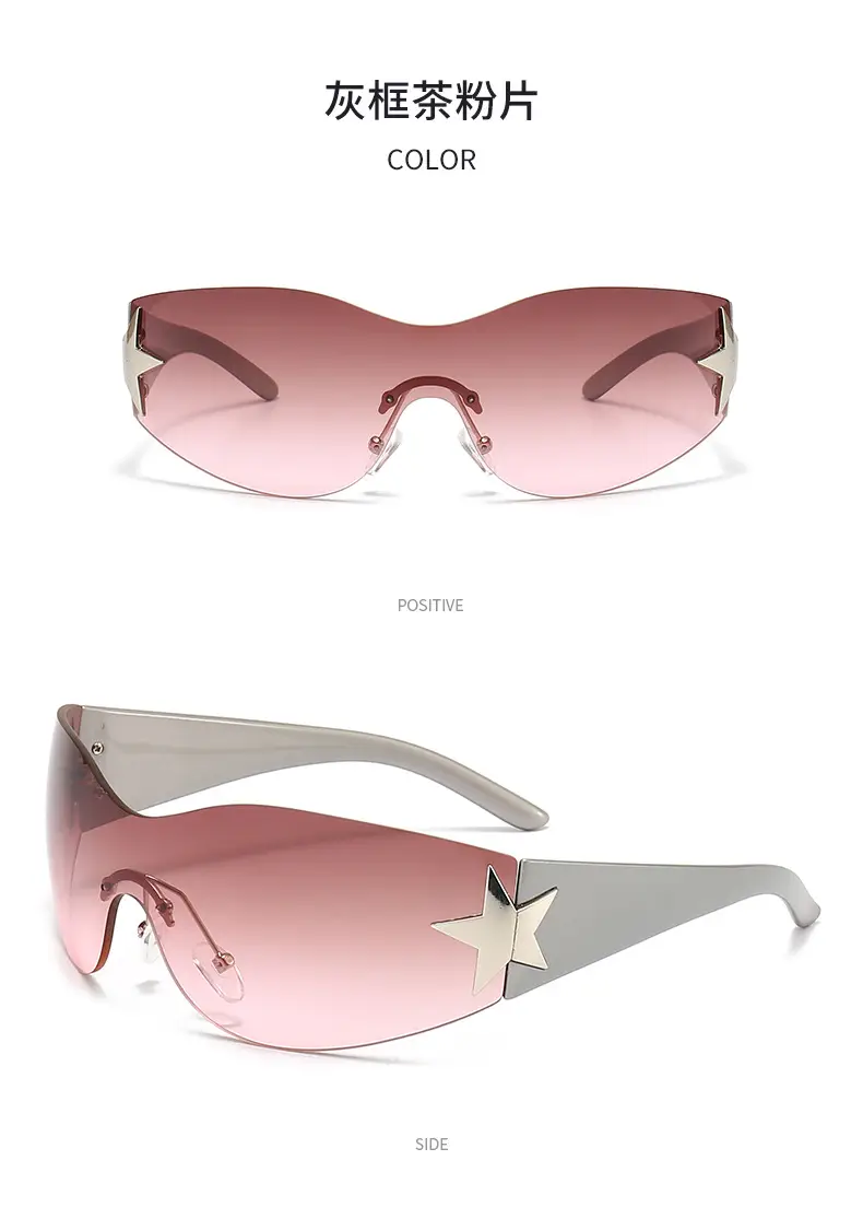 Cross-border European American Hot Wrapped PC Star Sunglasses Lightweight One-Piece — feature 16
