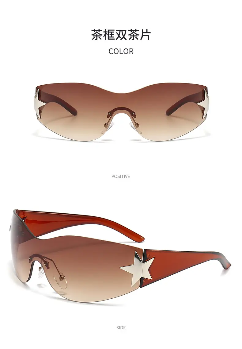 Cross-border European American Hot Wrapped PC Star Sunglasses Lightweight One-Piece — feature 17