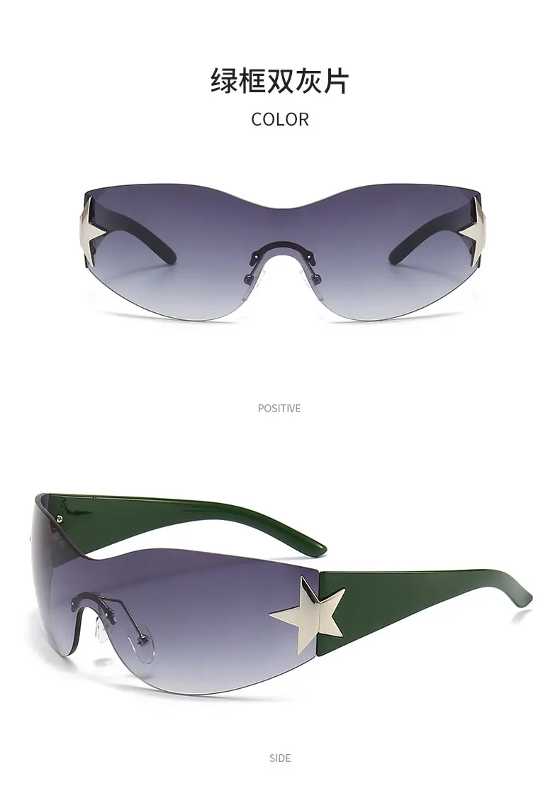 Cross-border European American Hot Wrapped PC Star Sunglasses Lightweight One-Piece — feature 19
