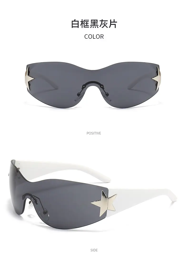 Cross-border European American Hot Wrapped PC Star Sunglasses Lightweight One-Piece — feature 20