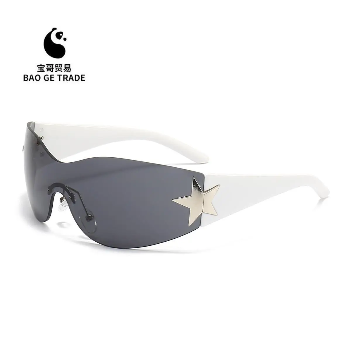 Cross-border European American Hot Wrapped PC Star Sunglasses Lightweight One-Piece
