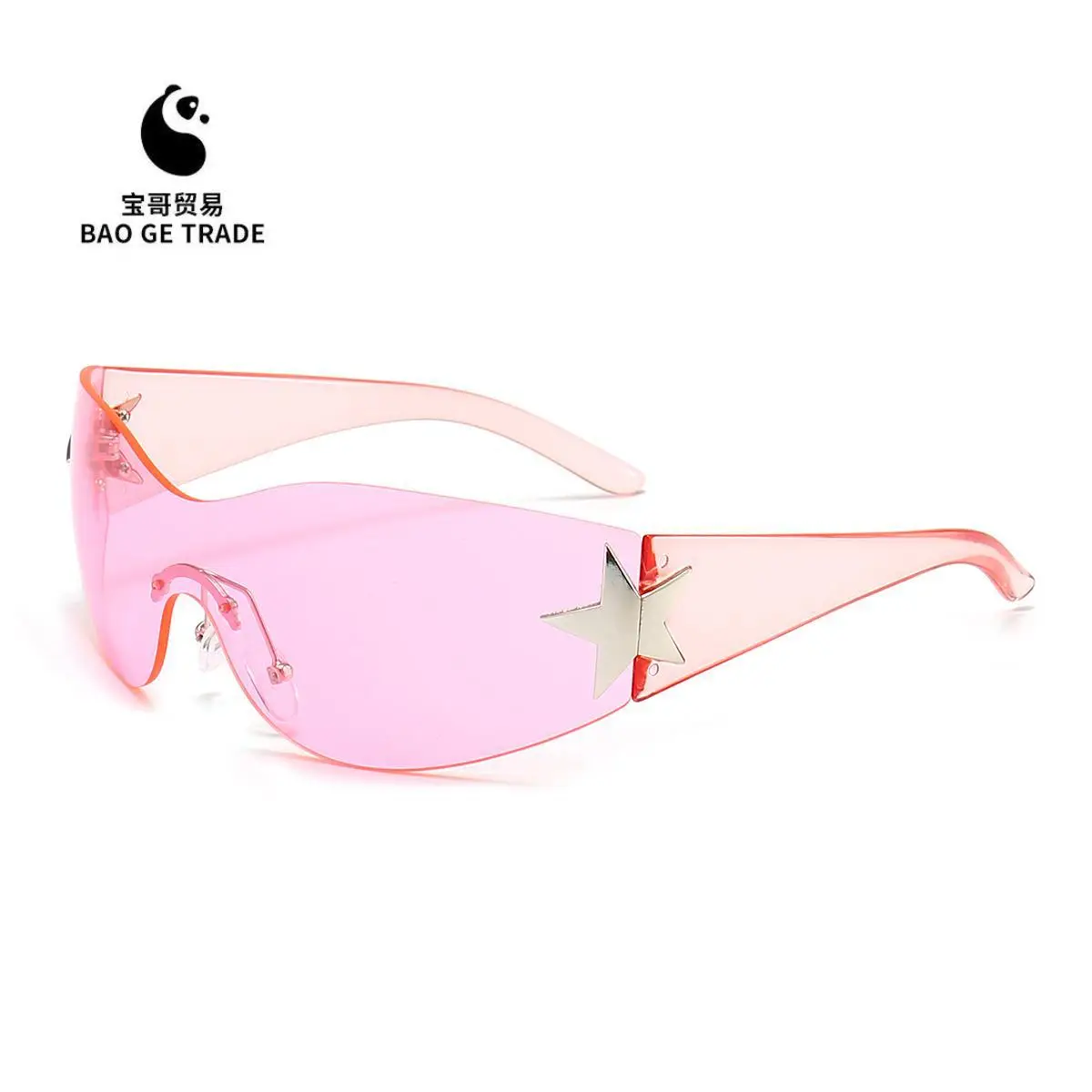 Cross-border European American Hot Wrapped PC Star Sunglasses Lightweight One-Piece