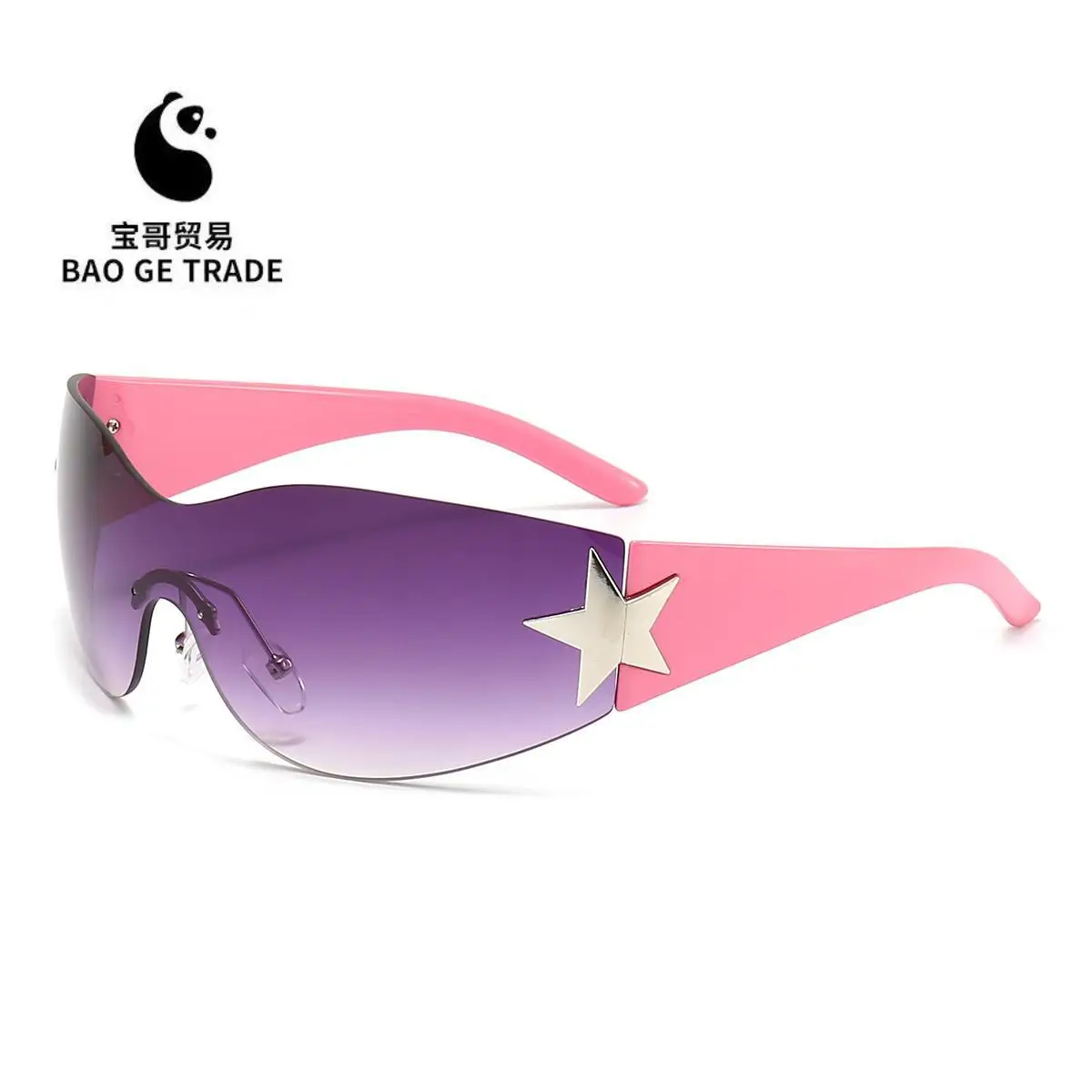 Cross-border European American Hot Wrapped PC Star Sunglasses Lightweight One-Piece