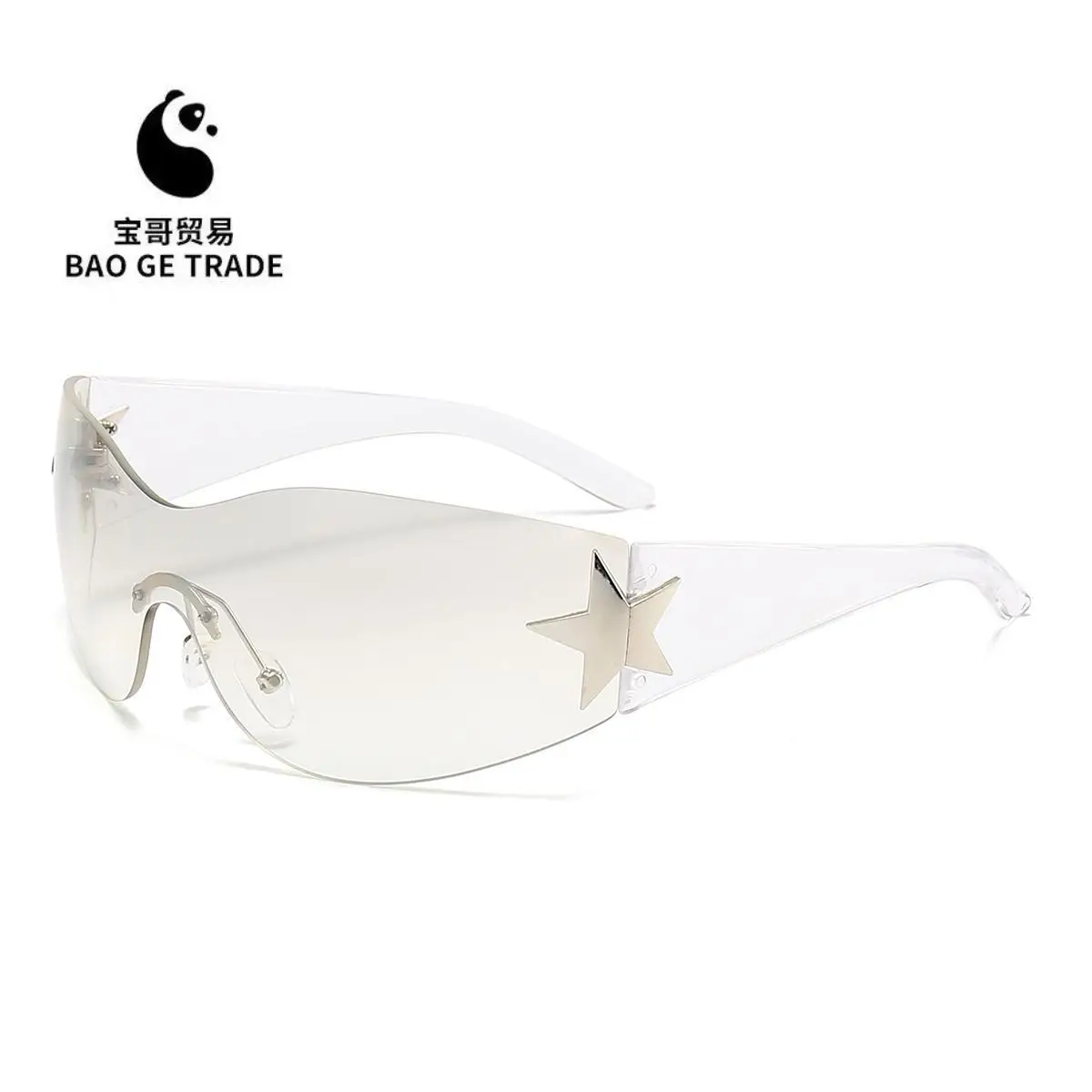 Cross-border European American Hot Wrapped PC Star Sunglasses Lightweight One-Piece