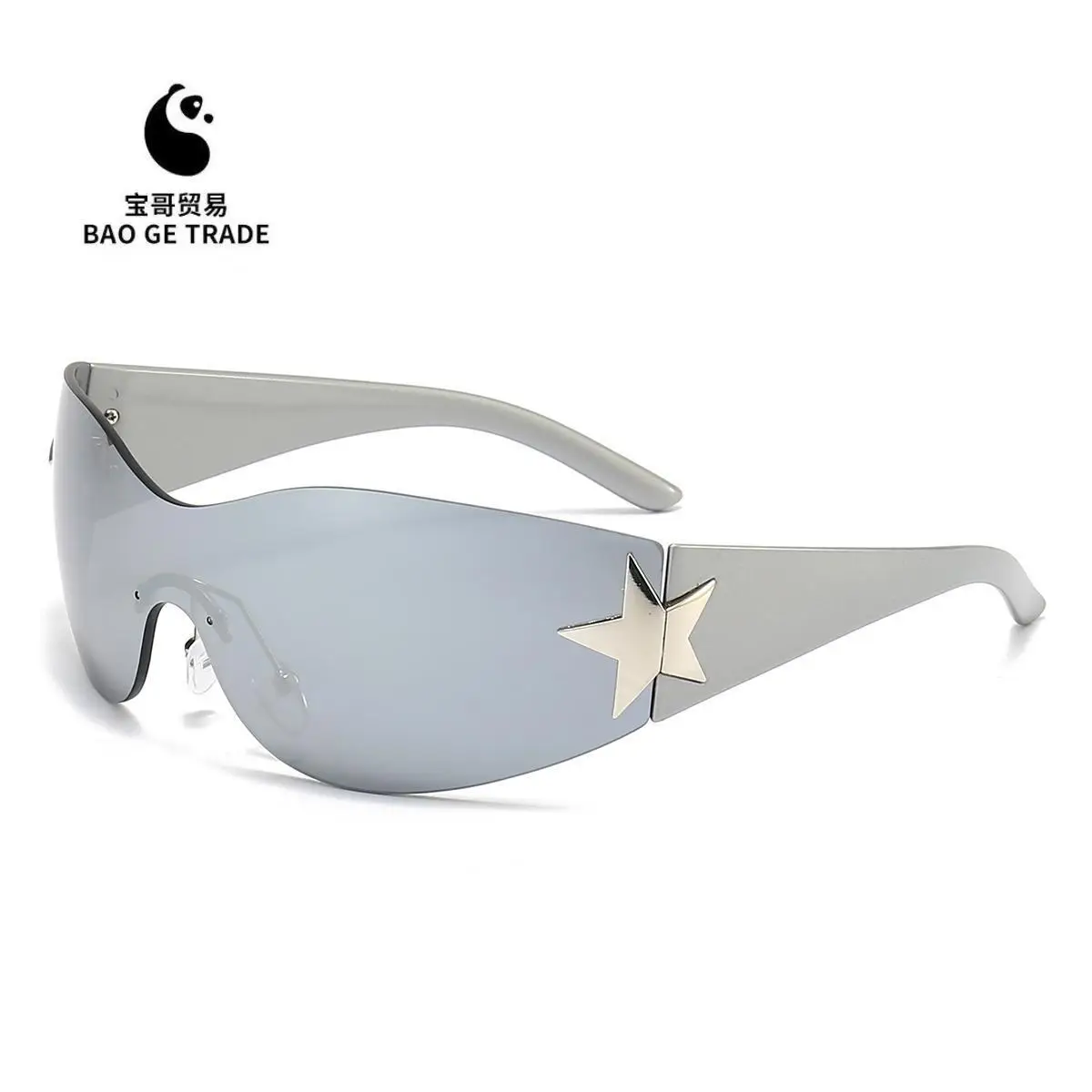 Cross-border European American Hot Wrapped PC Star Sunglasses Lightweight One-Piece
