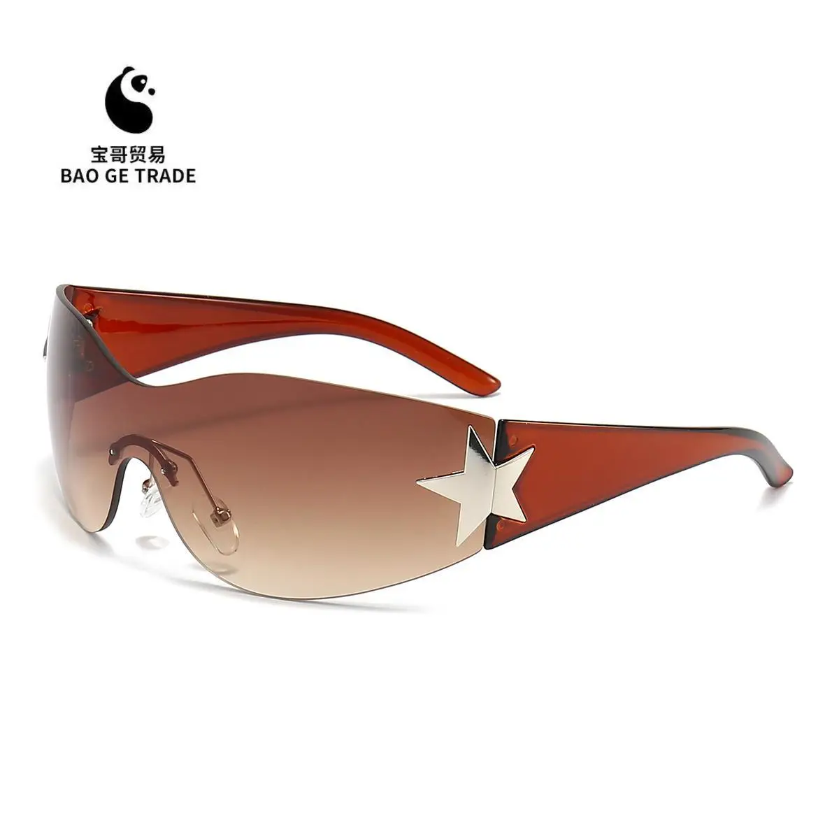 Cross-border European American Hot Wrapped PC Star Sunglasses Lightweight One-Piece