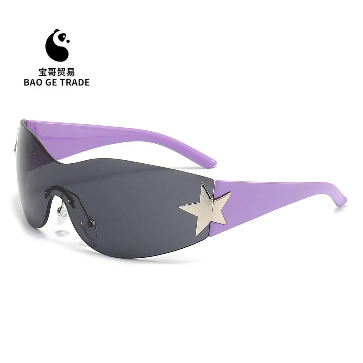 Cross-border European American Hot Wrapped PC Star Sunglasses Lightweight One-Piece