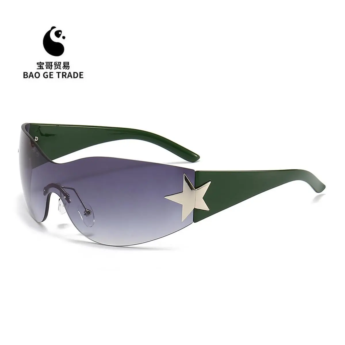 Cross-border European American Hot Wrapped PC Star Sunglasses Lightweight One-Piece