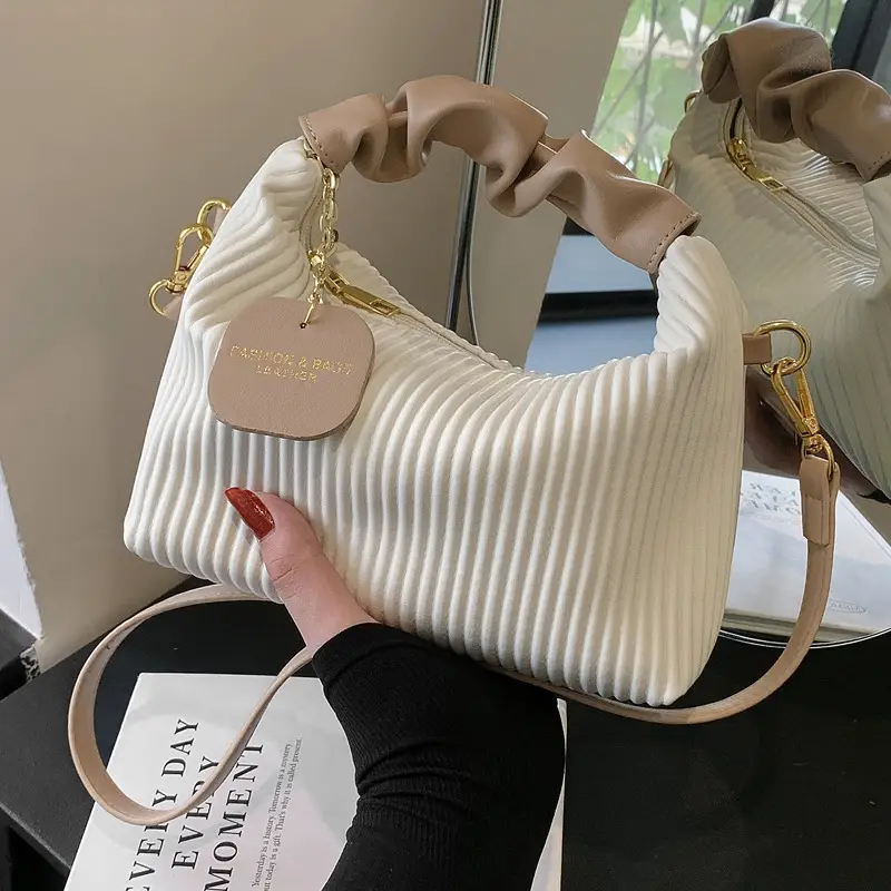 Vintage Pleated Shoulder Bag Women 2023 Korean Style - Image 5