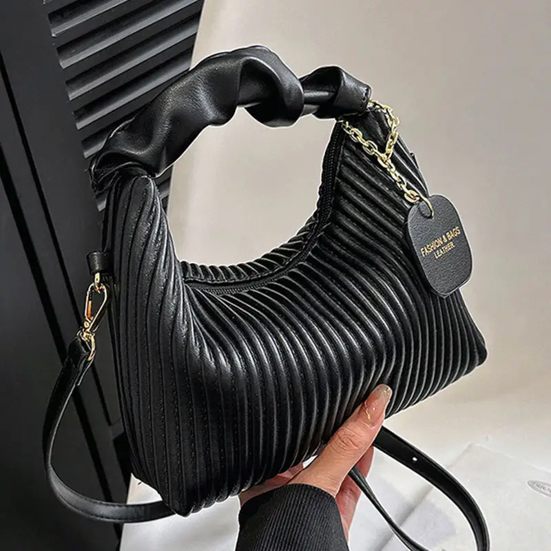 Vintage Pleated Shoulder Bag Women 2023 Korean Style - Image 8