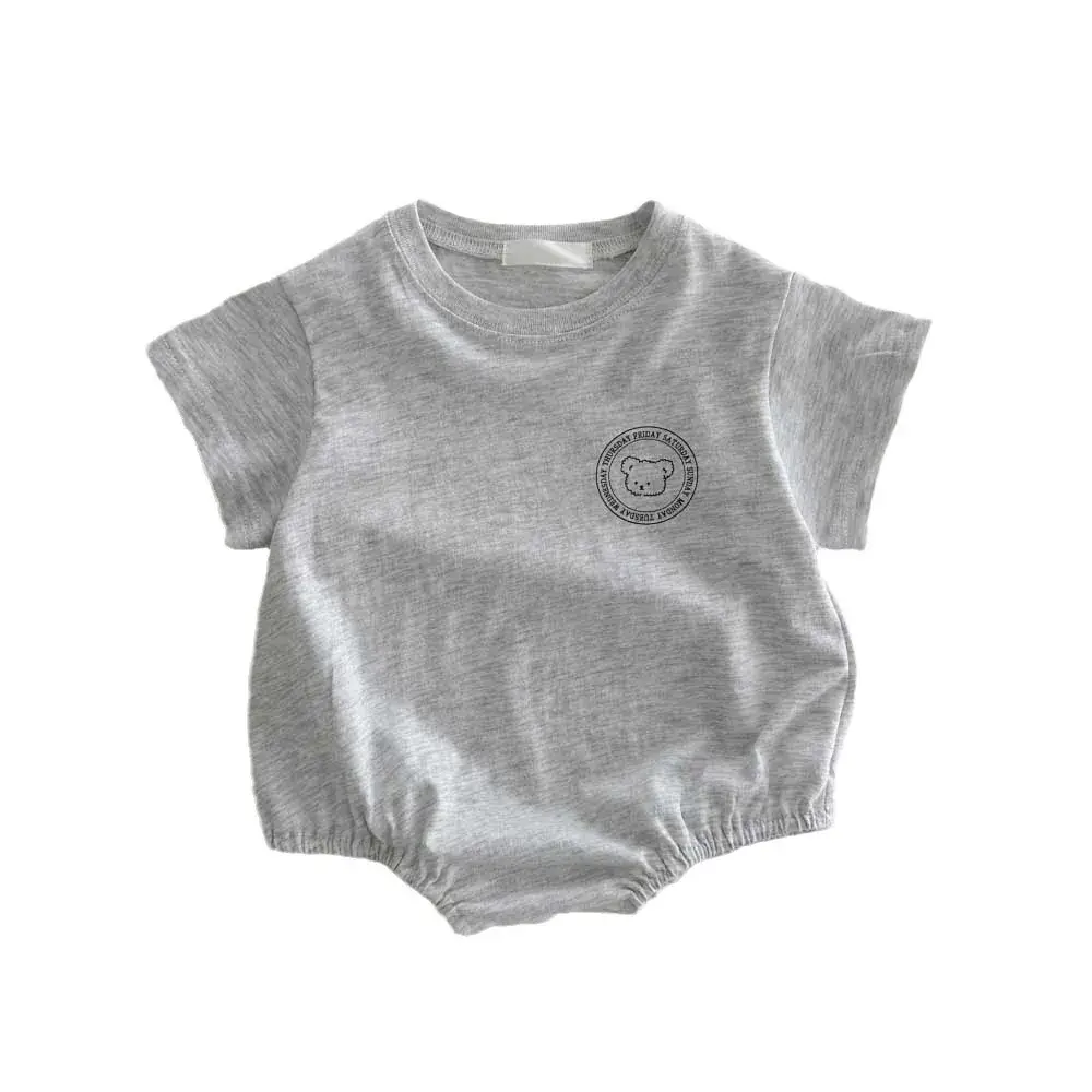 White Printed Bear Flower Baby Crawling Jumpsuit for Kids - Image 11