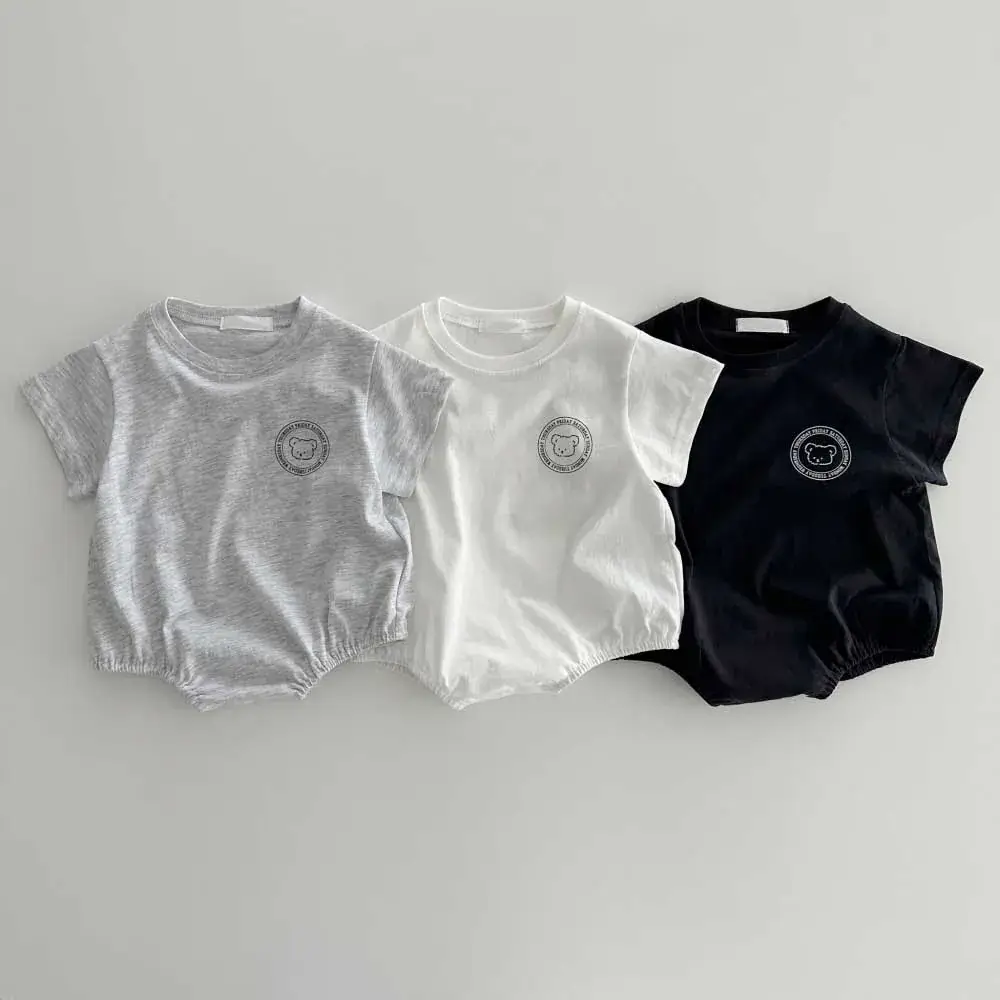 White Printed Bear Flower Baby Crawling Jumpsuit for Kids — feature 66