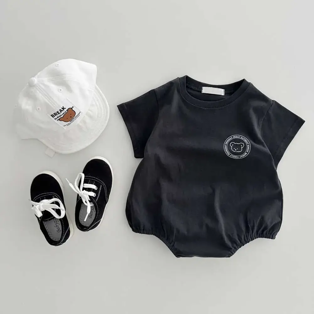 White Printed Bear Flower Baby Crawling Jumpsuit for Kids — feature 71