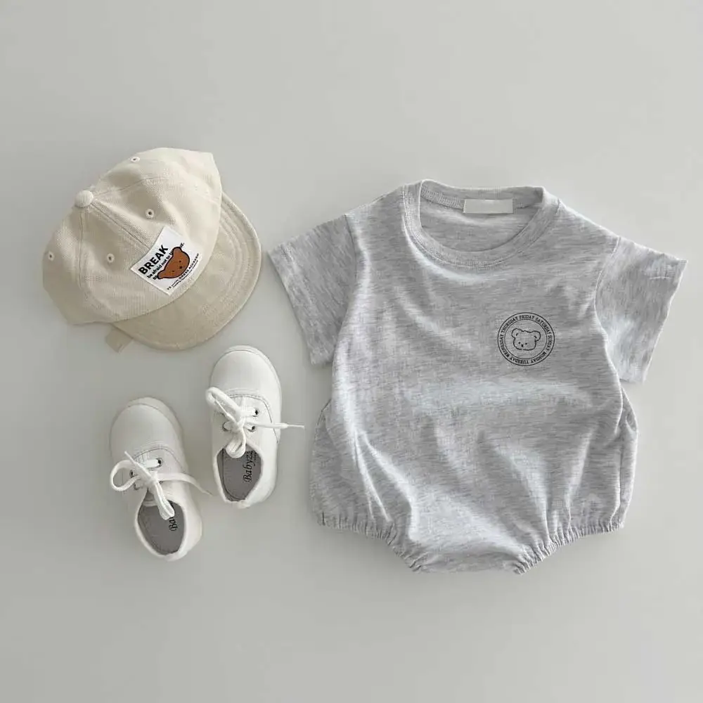White Printed Bear Flower Baby Crawling Jumpsuit for Kids — feature 72