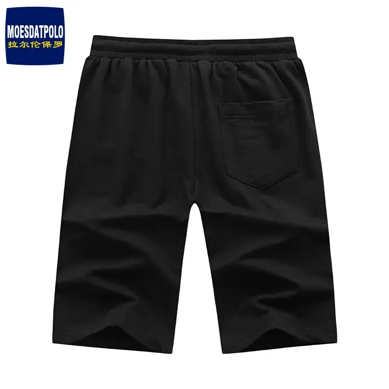 Men Black Elastic Waist Shorts Summer Loose Straight
