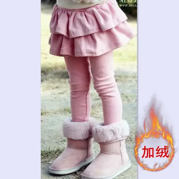 Girls Fleece Leggings Pink Grey Slim Fit 2025 - Image 4