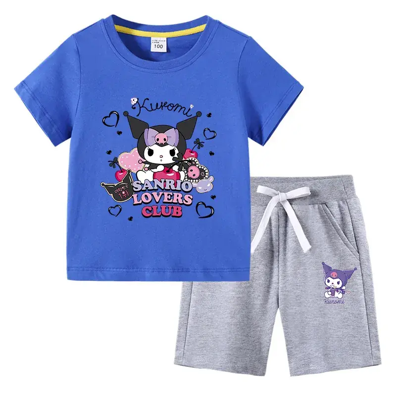 2023 Kids T-Shirt & Pants Set Blue Gray Kurta Pants - Image 2