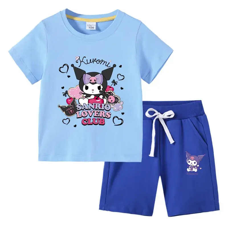 2023 Kids T-Shirt & Pants Set Blue Gray Kurta Pants - Image 7