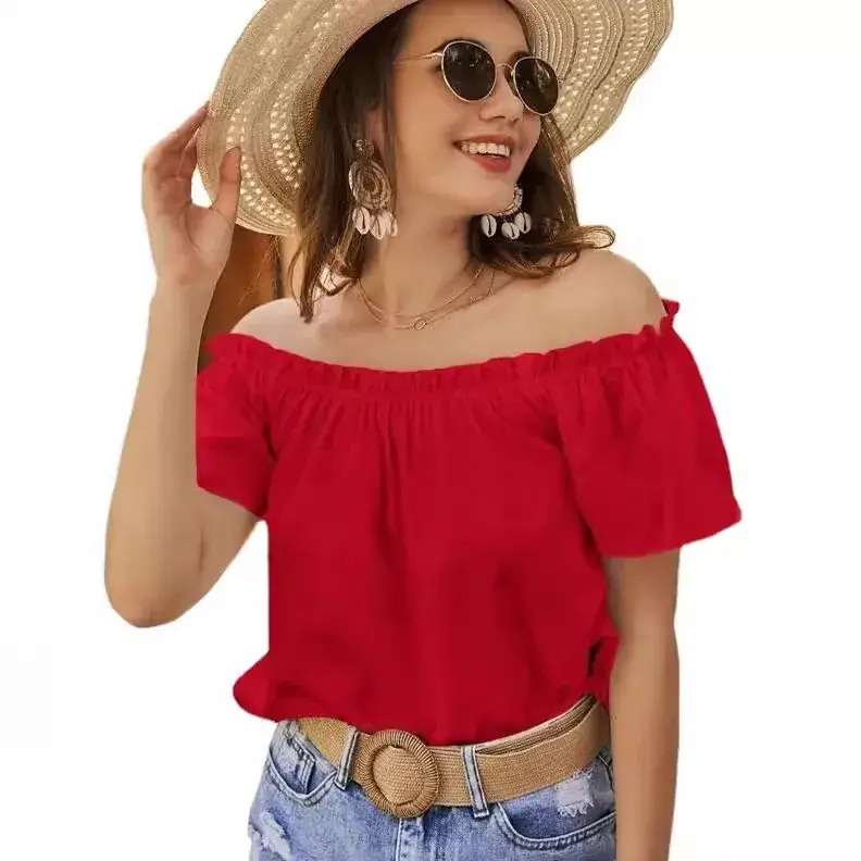 Off-Shoulder Red Ruffled Women's Top 2024 - Image 10