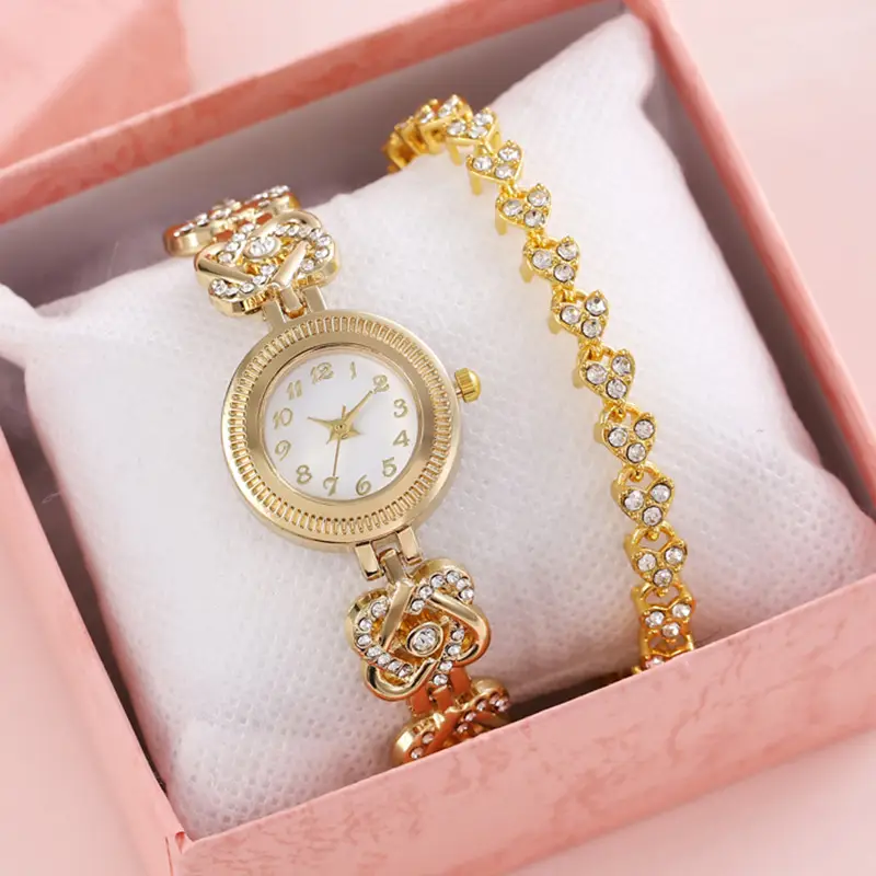 Couple Diamond Watch Set Pink Box - Image 3