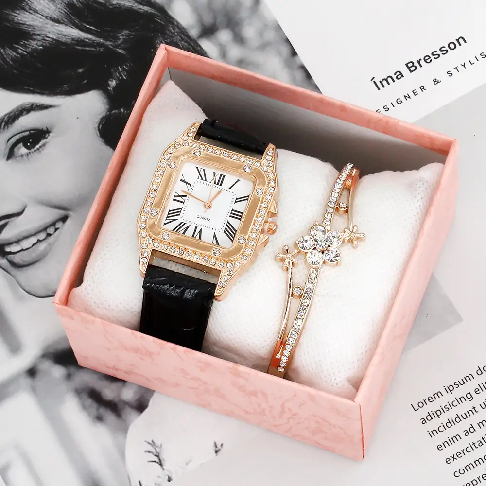 Couple Diamond Watch Set Pink Box - Image 14