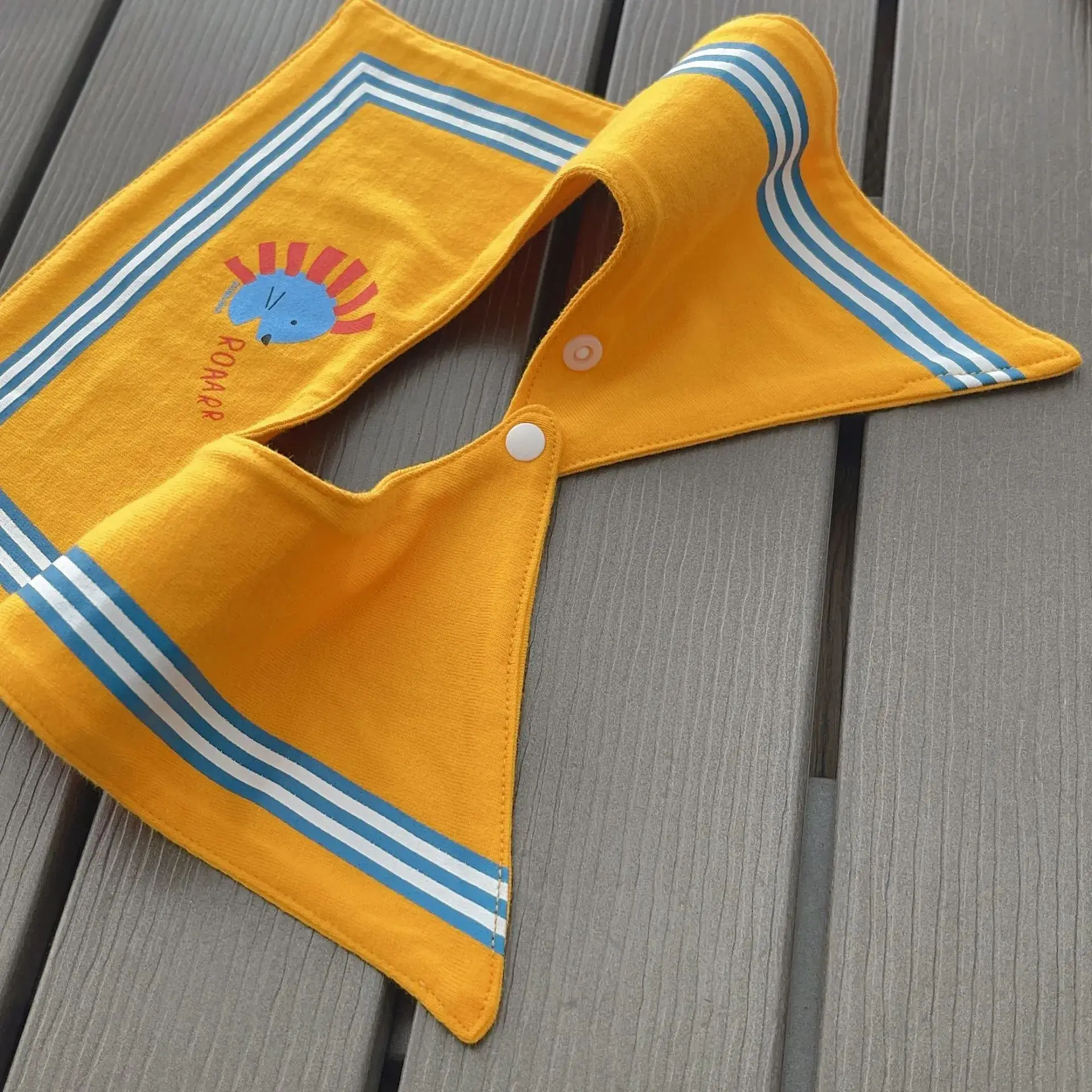 Yellow Cotton Baby Bib with Buttons - Image 9