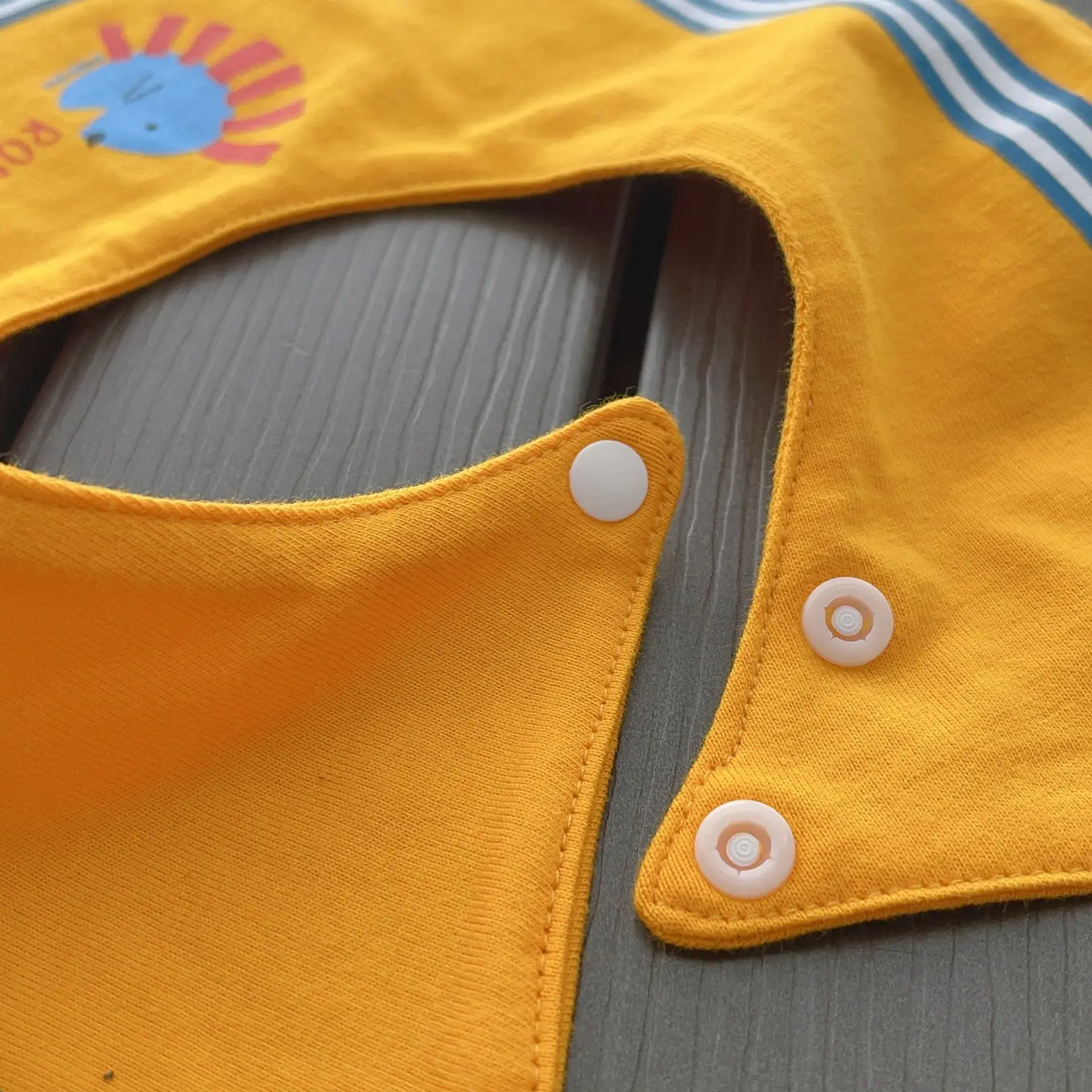 Yellow Cotton Baby Bib with Buttons - Image 10