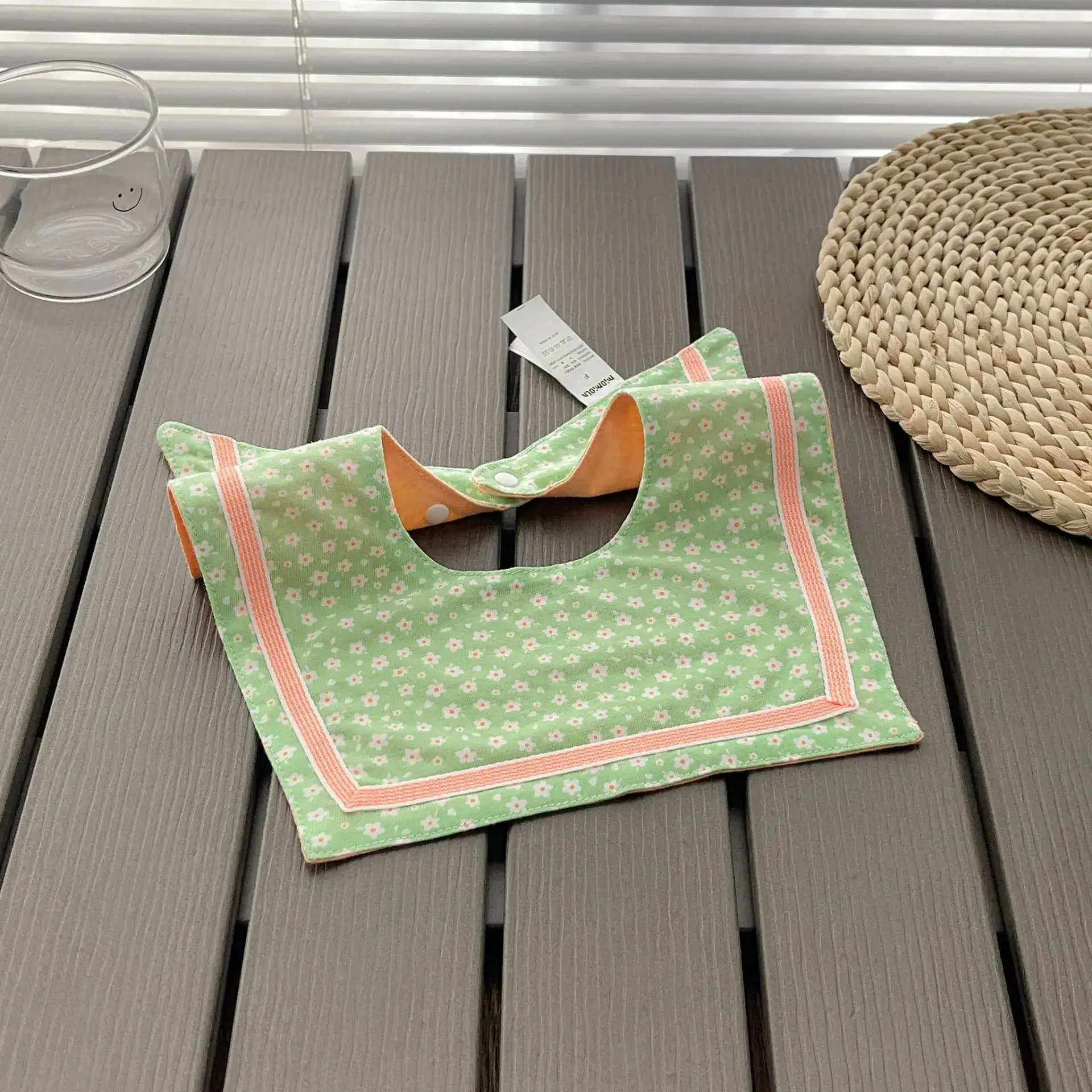 Yellow Cotton Baby Bib with Buttons — feature 10