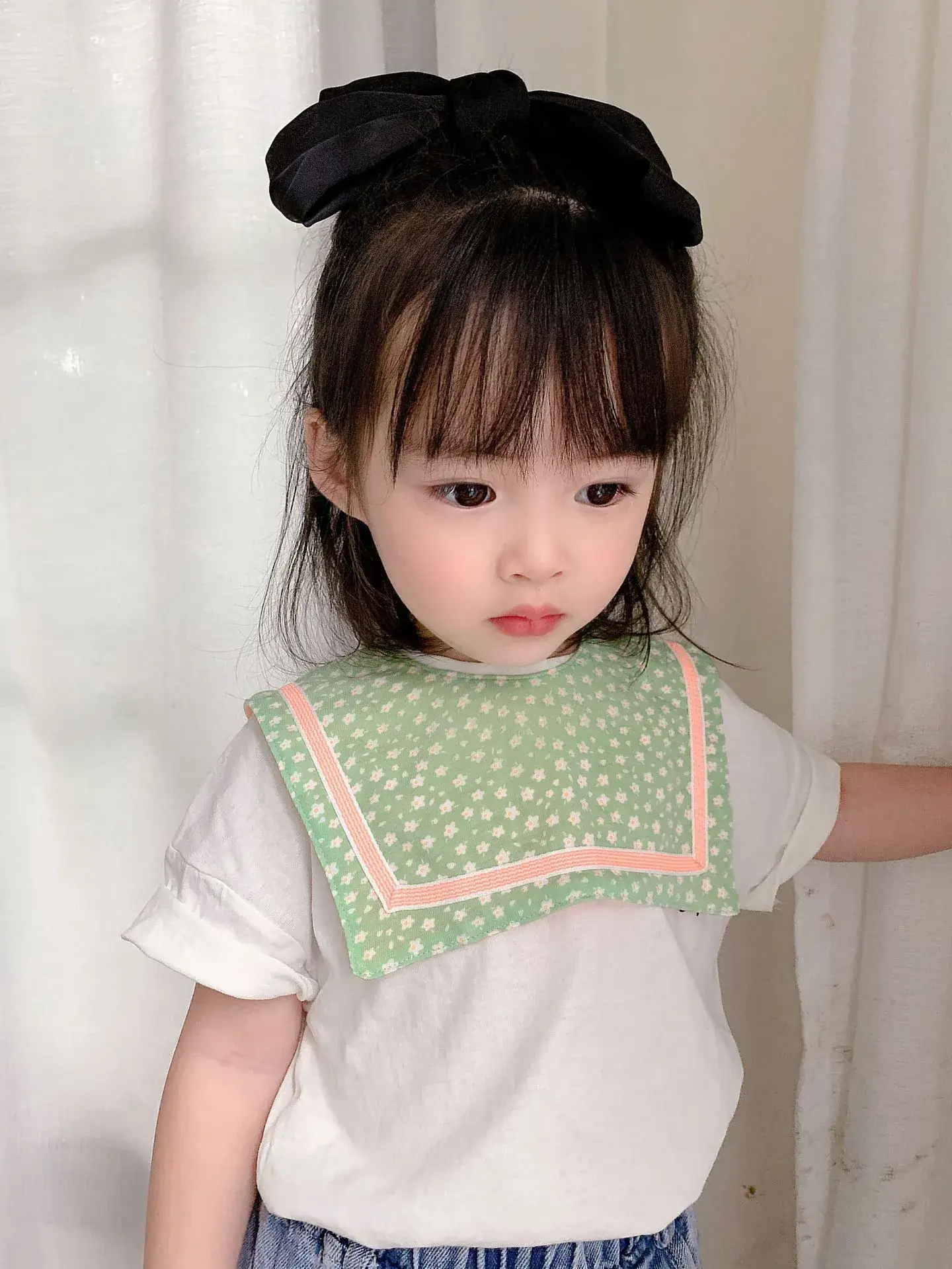 Yellow Cotton Baby Bib with Buttons — feature 11