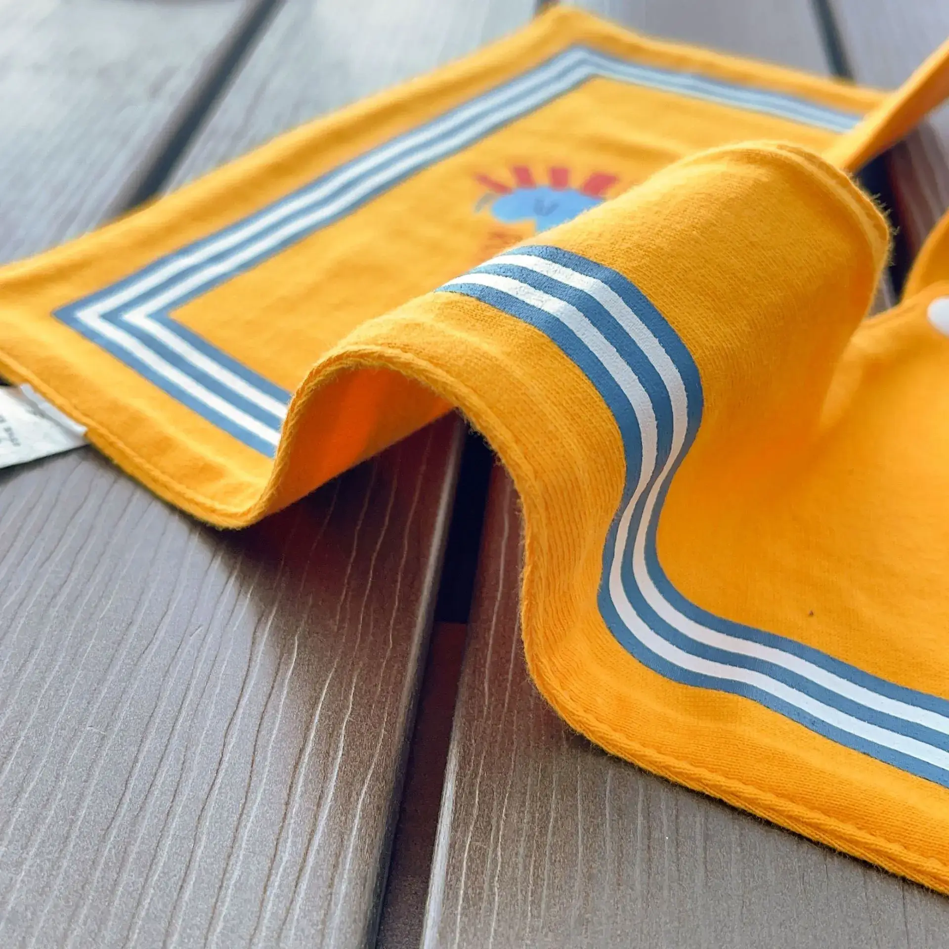 Yellow Cotton Baby Bib with Buttons — feature 13